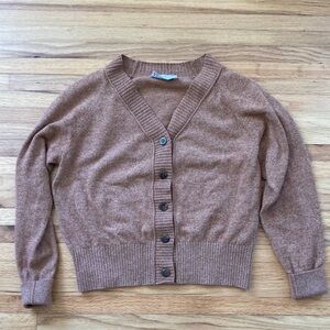Everlane Tan Cashmere Button Cardigan Medium